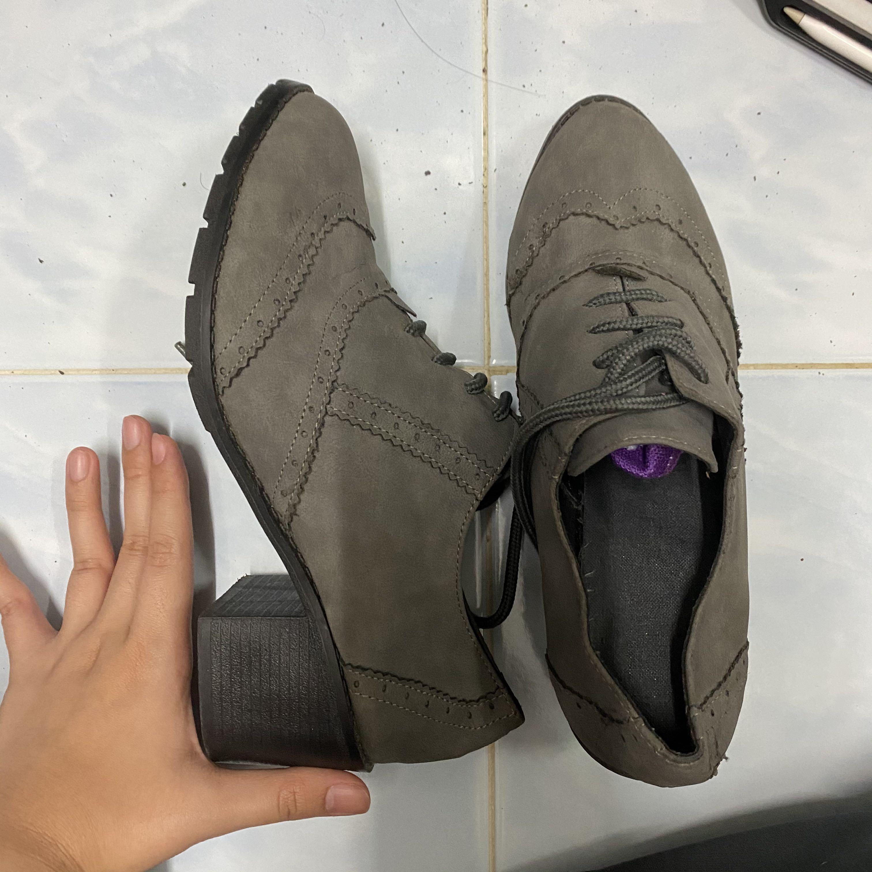 grey mid heels