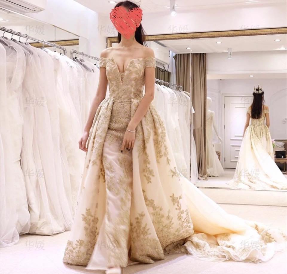 Wedding Gown Champagne colour Women s Fashion Dresses Sets