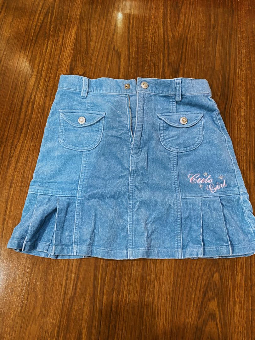 pleated jean skirt