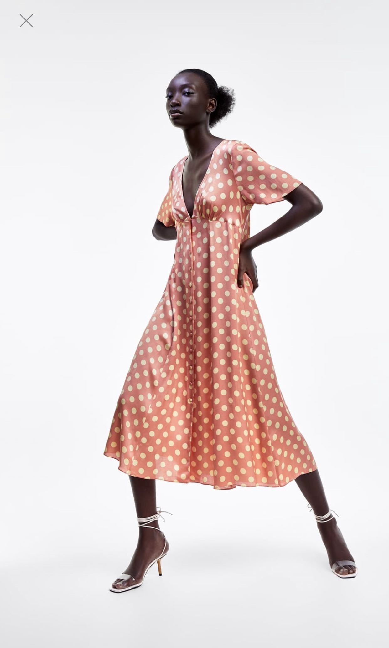 Polka dot long dress zara shop