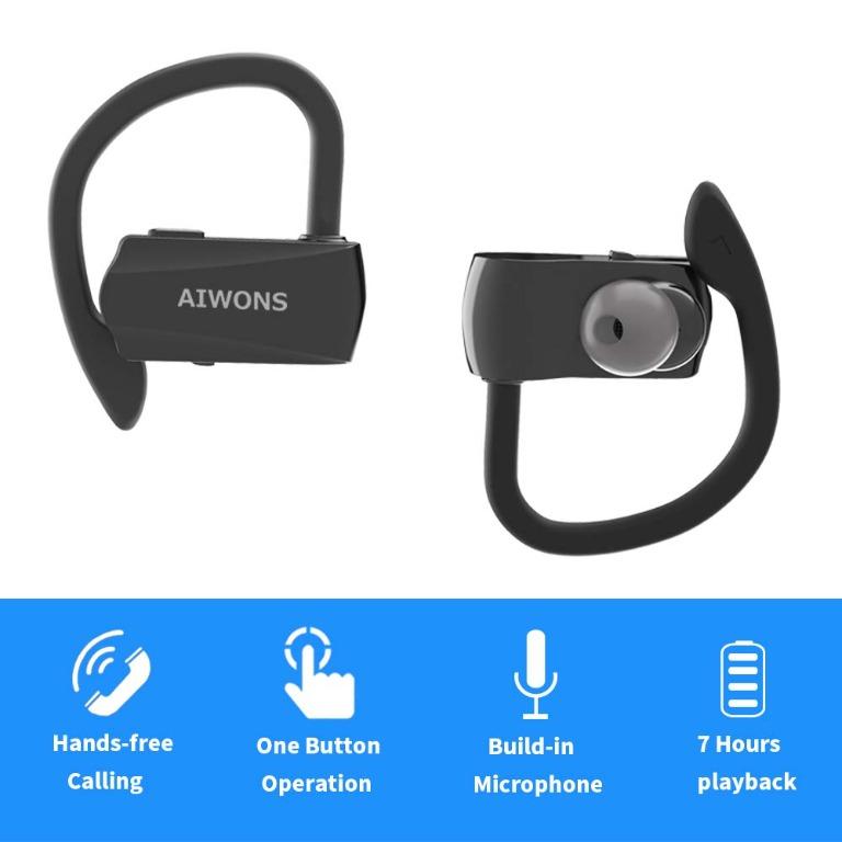 Aiwons X 02 Bluetooth Headphones True Wireless Sport Earbuds with Mic Bluetooth 5.0 HD Stereo Sound IPX5 Waterproof 7H Play Time Noise Cancelling