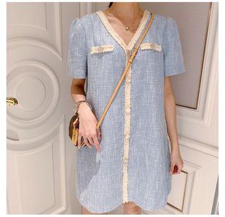 baby blue tweed dress