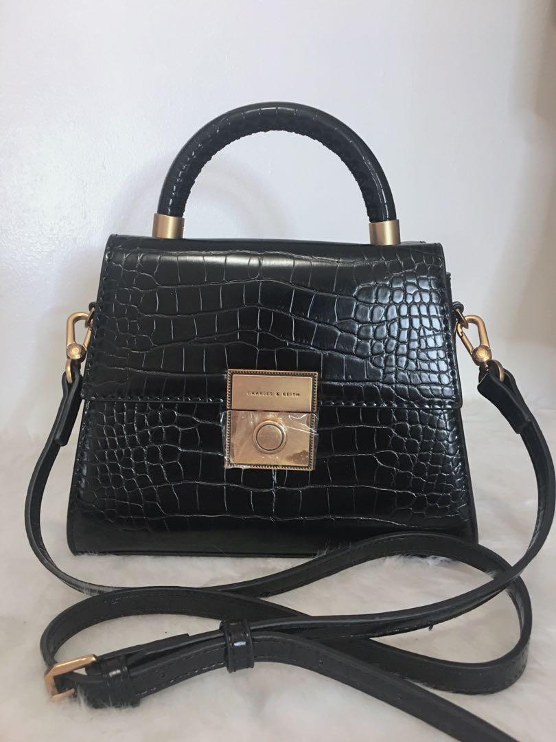 Croc effect structured shop bag charles and keith