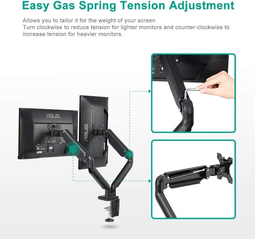 EleTab Dual Monitor Mount Stand Height Adjustable Monitor Arm Stand Fully Articulating