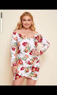 Floral Off Shoulder Hem Dress XL 1XL Plus size