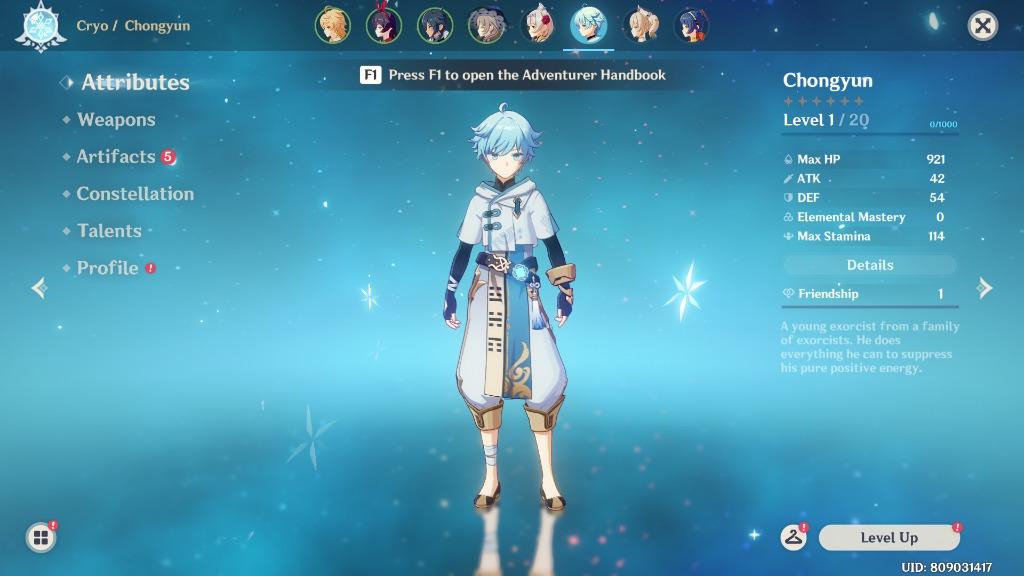 Genshin Impact Ar7 Good Chongyun Startter 5 Star Weapon Video Gaming Others On Carousell