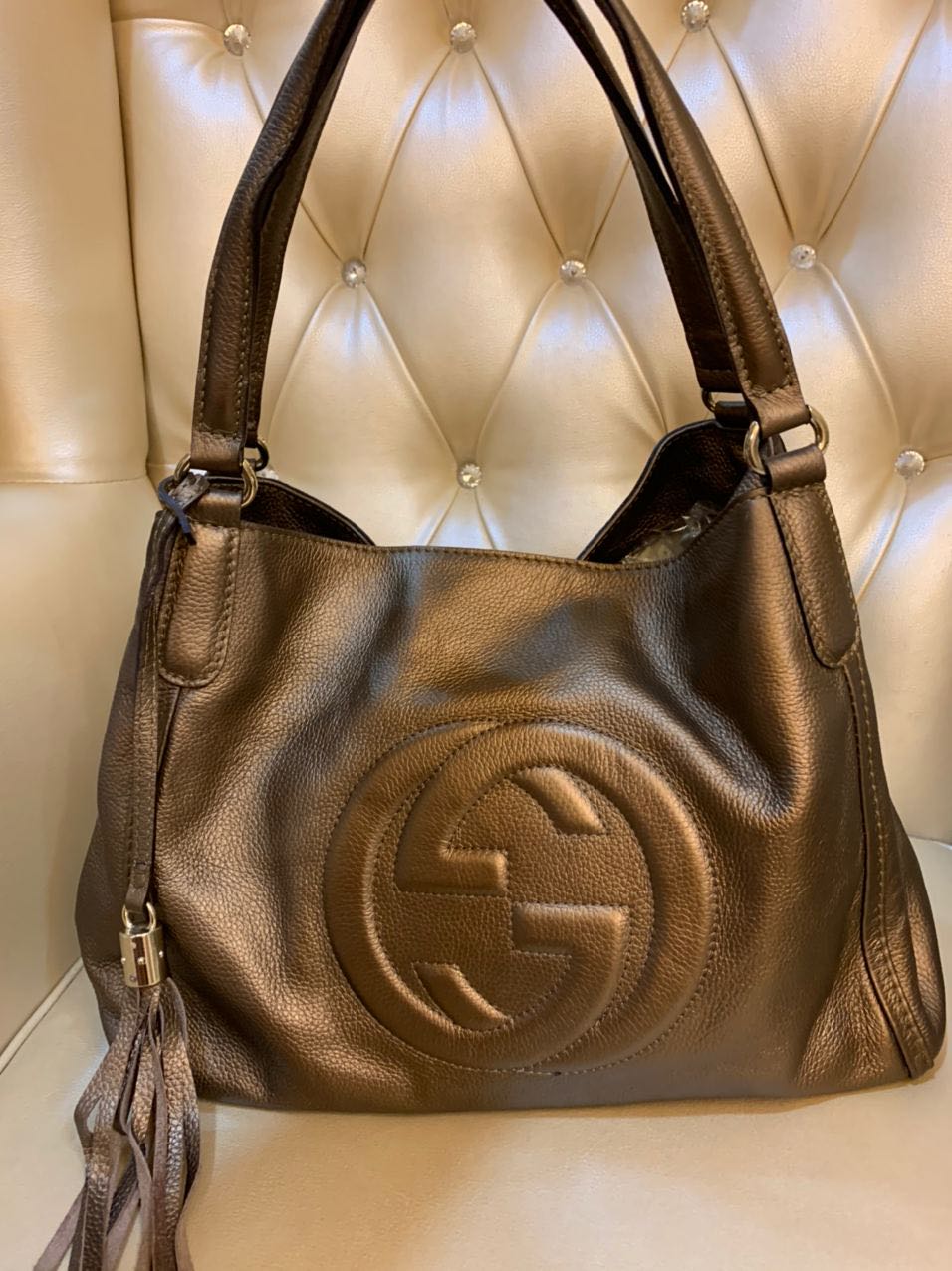 Authentic GUCCI Black Leather SOHO Hobo Bag, Luxury, Bags & Wallets on  Carousell