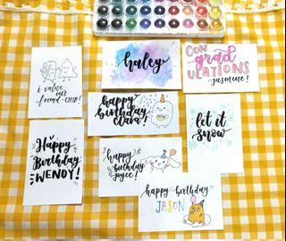 Customised Hand lettering cards