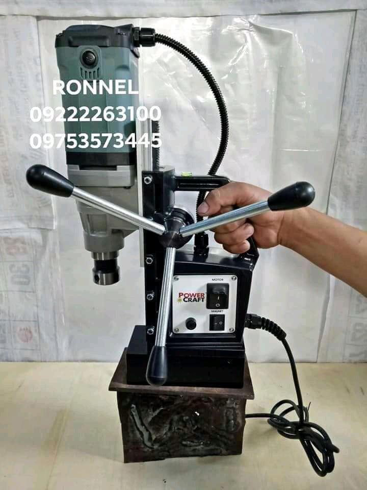 MAGNETIC DRILLING MACHINE (Category: Construction Tools & Equipment) located in Valenzuela. Submitted by ronnelpowertools (Listing ID 1040028666, Image 2). Description: Price - 21k MAGNETIC DRILLING MACHINE MODEL: PCMD-35 VOLTAGE: 220V POWER UNIT: 1500W LARGEST DRILL: 35mm MAX. ATTRACTION: 14000N NO-LOAD SPEED: 100–670rpm MAXIMUM CORE CUTTER DIAMETER: 35mm MAXIMUM FOR TWIST DRILL: 13mm MAGNETIC ADHESION: 14000N With Warranty and After Sales Suppo