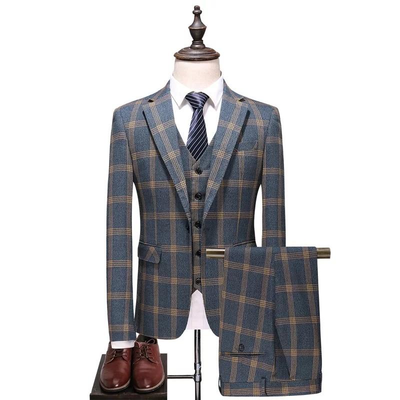 Men 3pc suit checkered suit formal suit wedding suits available
