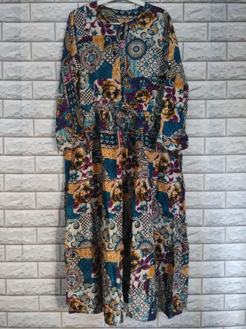 New Gamis Katun Rayon Viscose Ori Fesyen Wanita Muslim Fashion Gaun Di Carousell