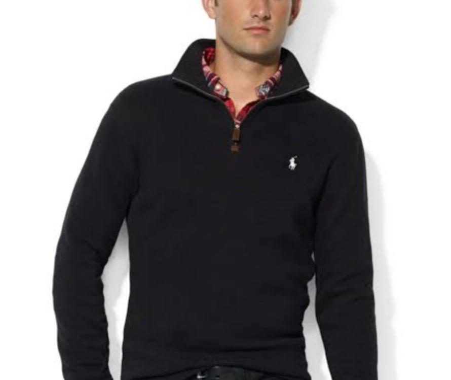black polo half zip sweater