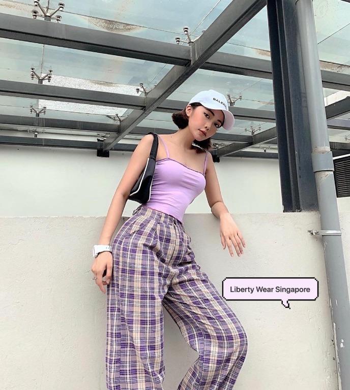 Poppy Sling Top With Checked Baggy Pants Women S Fashion Clothes Others On Carousell