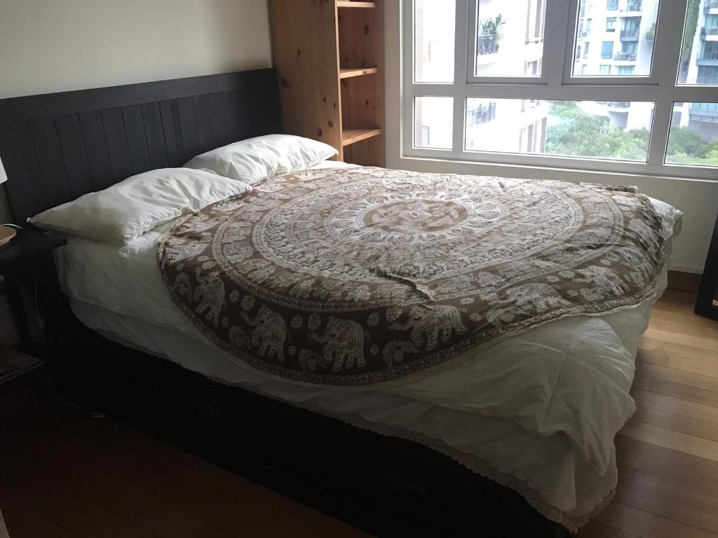 ikea fjell bed queen size furniture home living furniture bed frames mattresses on carousell