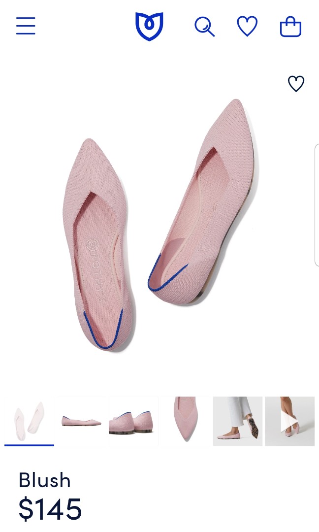 Rothy's Pointed Toe Flats in Blush 