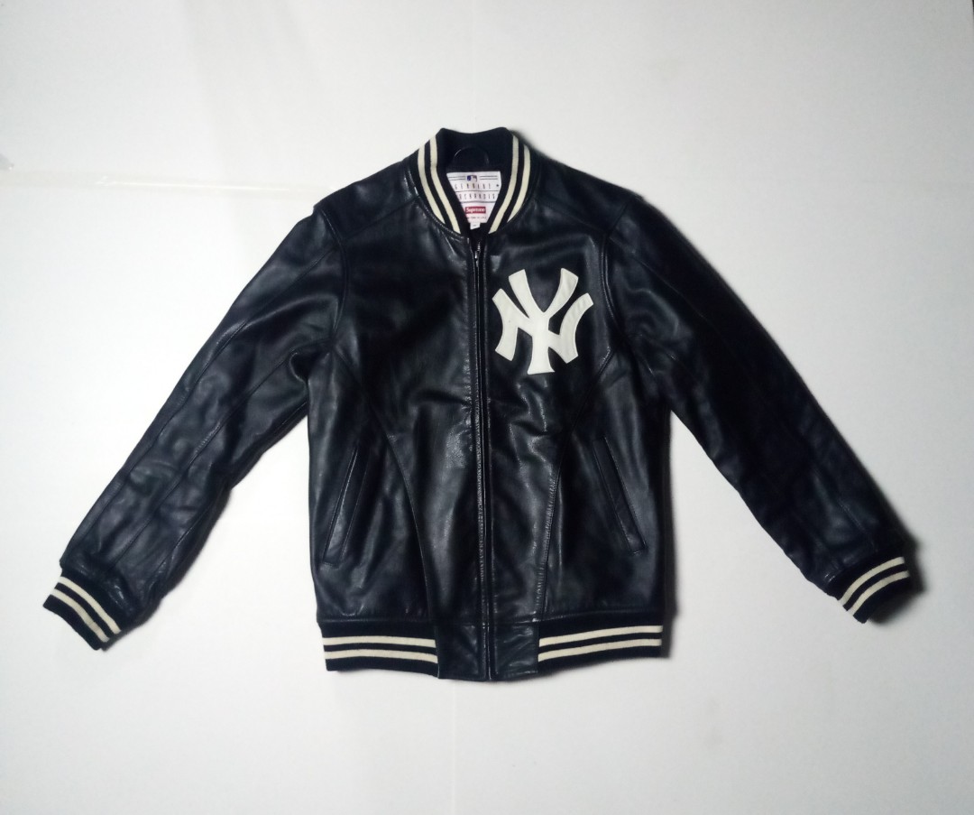Supreme Yankees Black Leather Jacket - Maker of Jacket