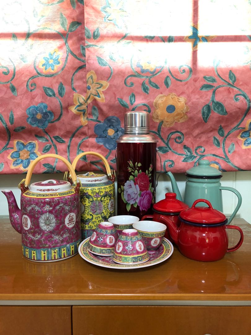 Porcelain Teapot Rustic Floral Hand Painted Miniature Roses And Vintage Style Kitchen Decor kettle Home Decor
