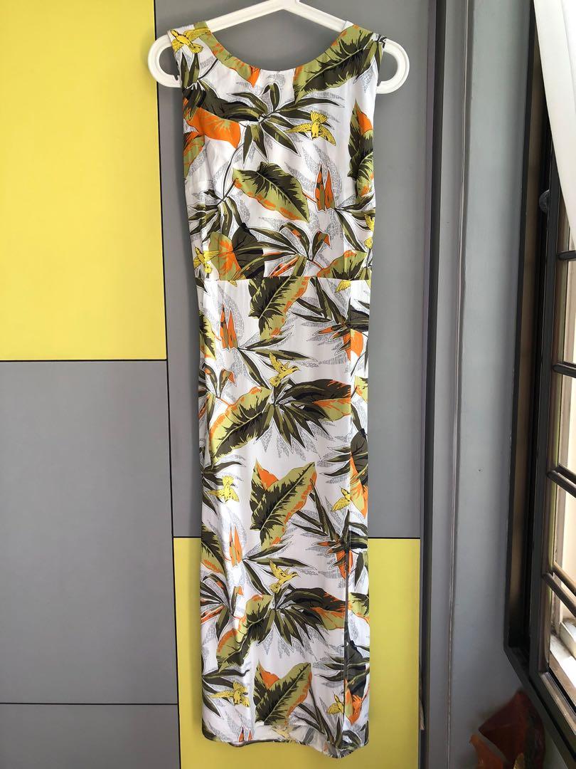 warehouse tropical floral maxi dress