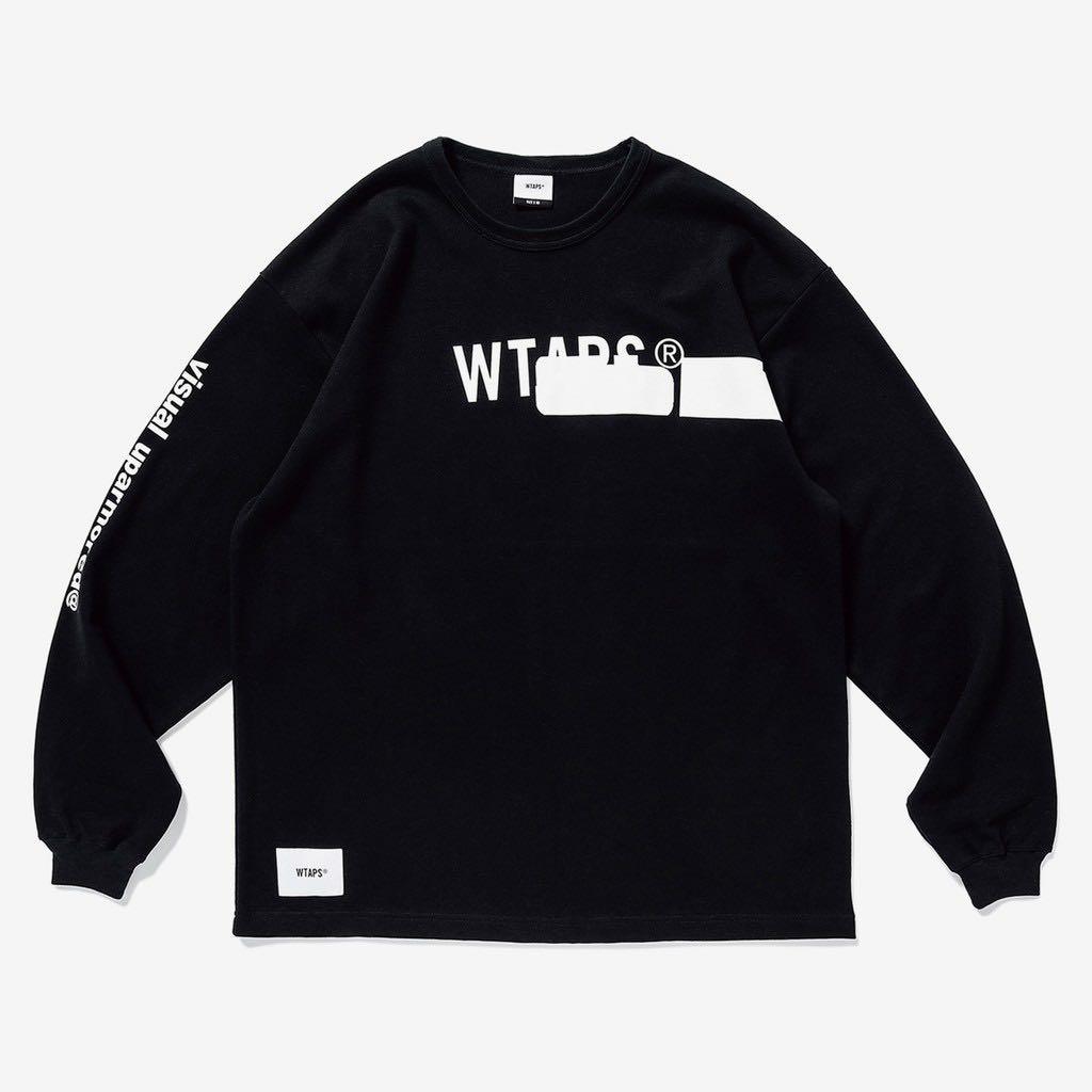 WTAPS 19AW Wtaps Side Effect Design LS 01 Tee 黑色薄長袖T恤