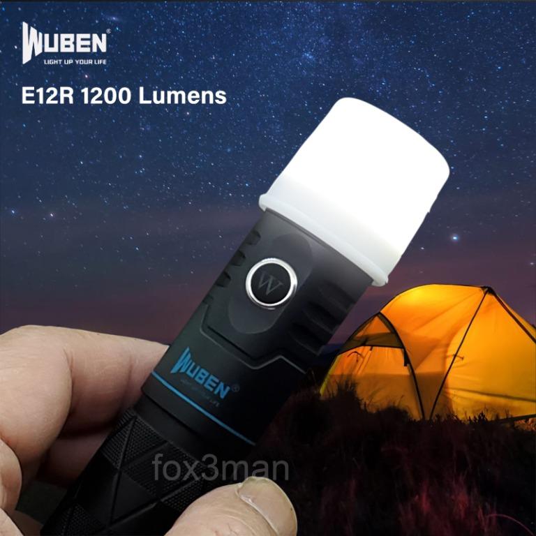 全新Wuben E12R 1200流明強光手電筒 TYPE C直充 附3100mah鋰電池, 手提電話, 電話及其他裝置配件, 電池及充電器 ...