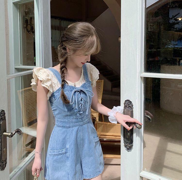 Ally denim romper Clearance