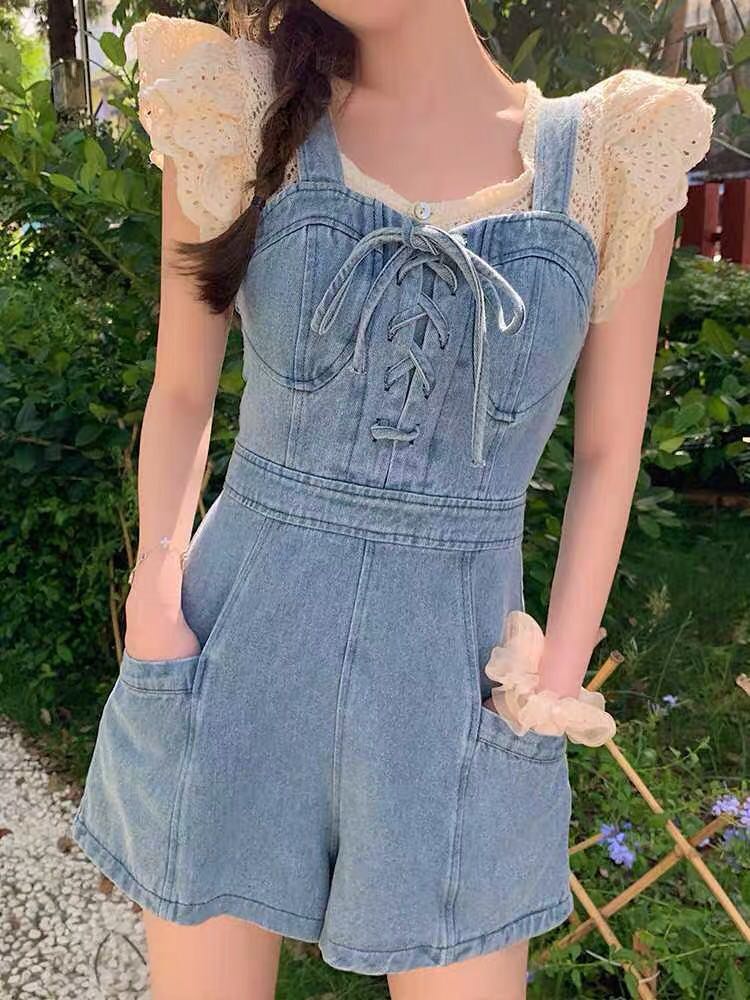 Ally denim romper Clearance