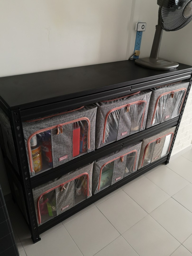 Black Metal Shelves / Kitchen Rack, Furniture & Home Living, Furniture