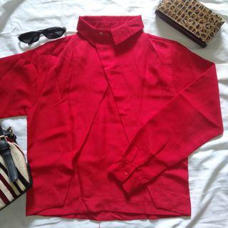 blouse red elegant h&m pull and bear zara pomelo mango