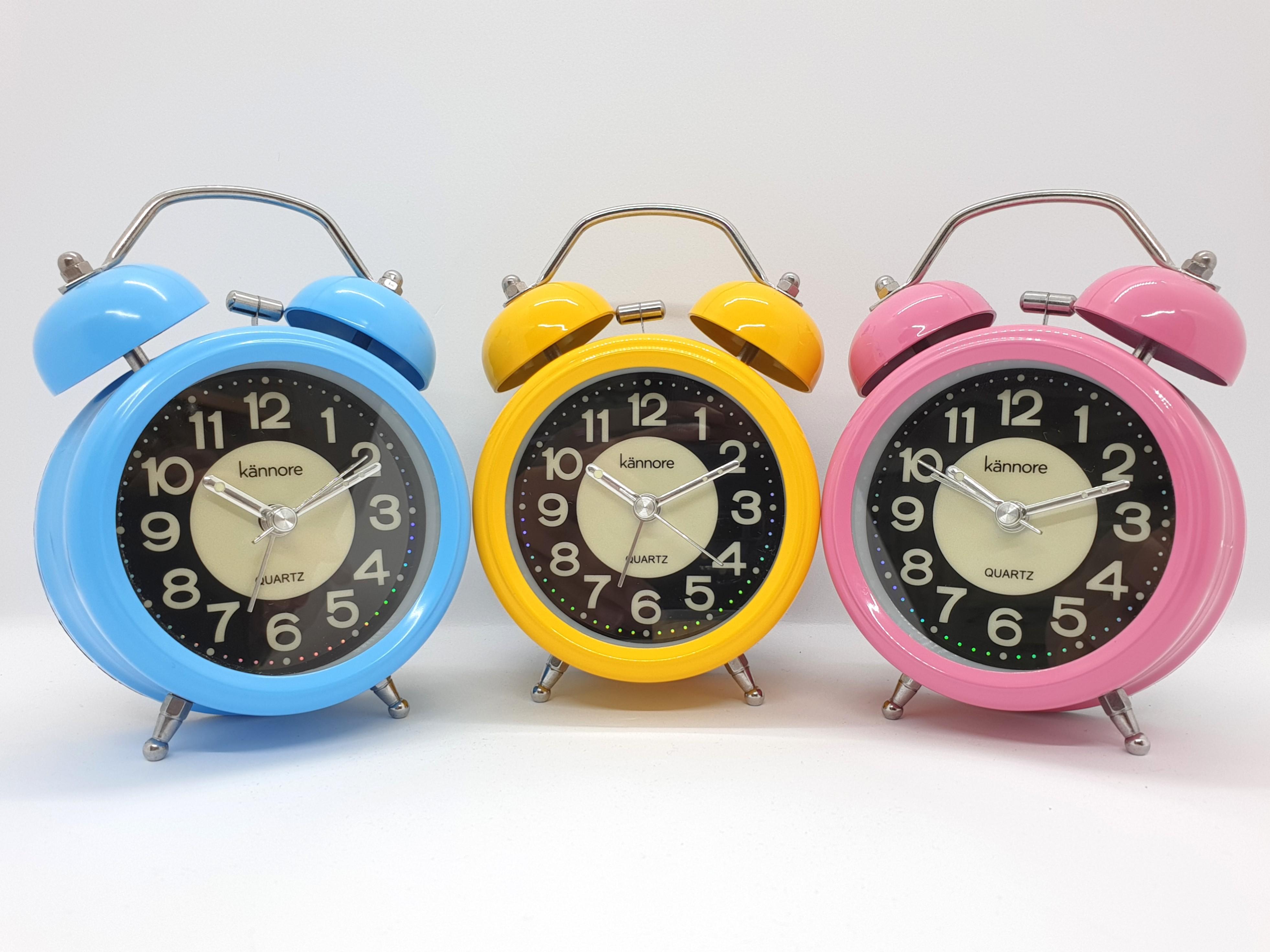 bn kannore pastel colour bedside twin bell alarm clock furniture home living home decor clocks on carousell