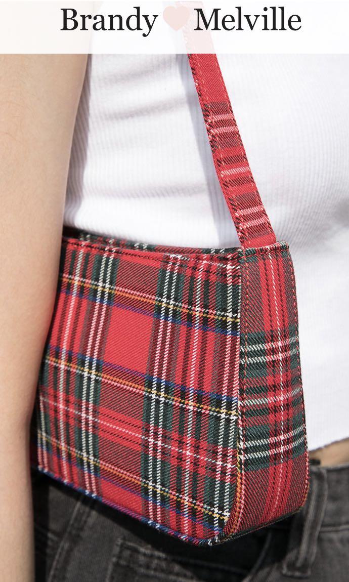 Brandy Melville Red Plaid Shoulder Bag