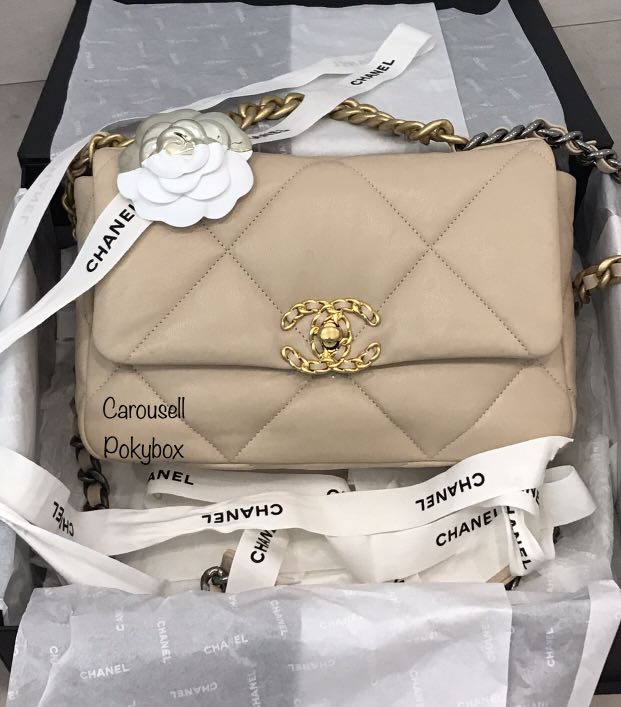 sold CHANEL 19 Beige Flap Women s Fashion Bags Wallets