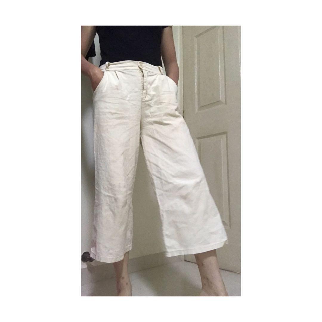 cream culotte jeans