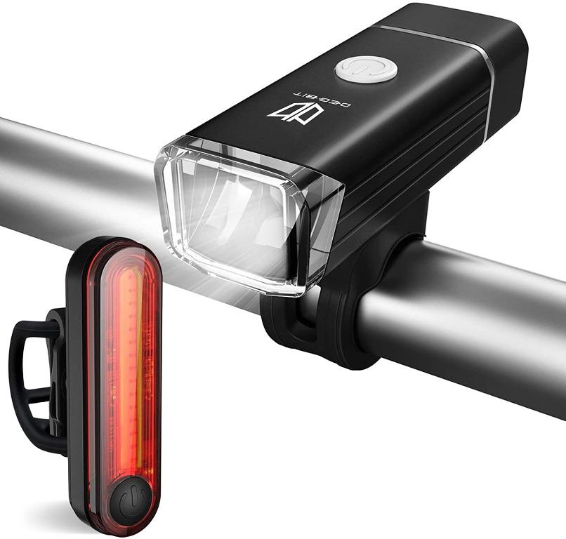Degbit Bike Light Set Upgraded USB Rechargeable Bicycle Light Mountain Bike Light Water Resistant Led Cycle Lights Rechargeable Easy Mount USB