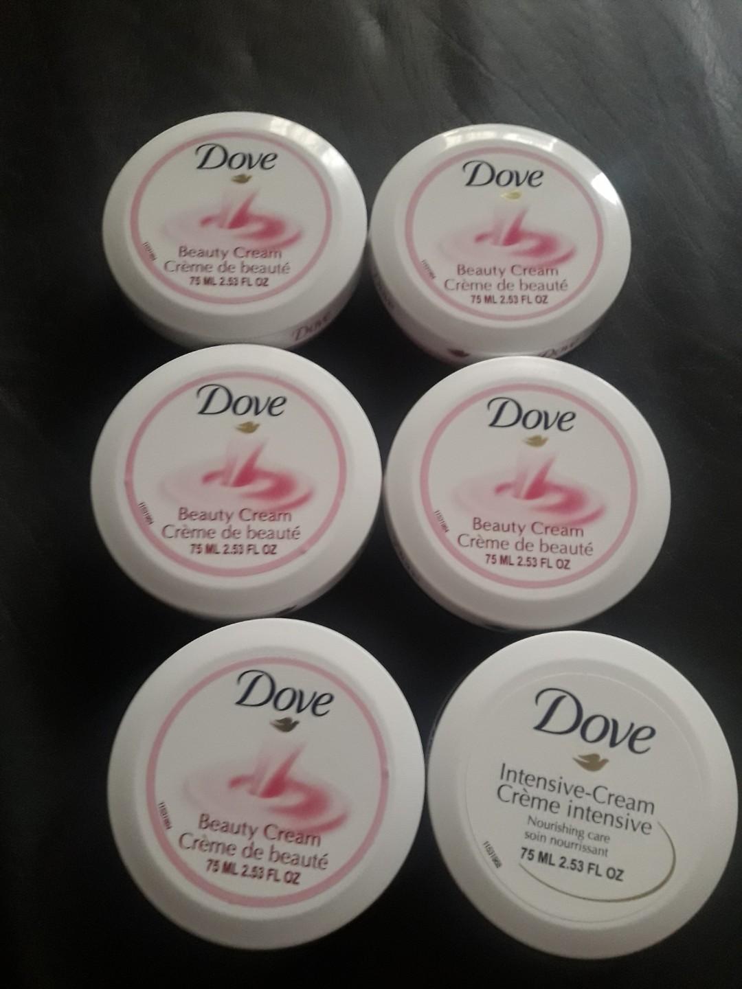 Dove beauty cream (Category: Face Care) located in Quezon City. Submitted by shopaholics.31 (Listing ID 1040375170, Image 1). Description: dove beuty cream 5pcs dove intensive cream 1pc padala from usa.