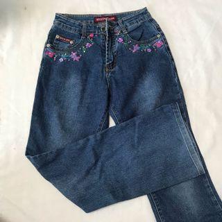 Floral Jeans / Fit to S