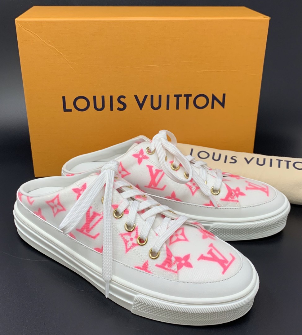 Louis Vuitton Pink/White Monogram Mesh And Leather Stellar Open Back  Sneakers Size 38.5 Louis Vuitton