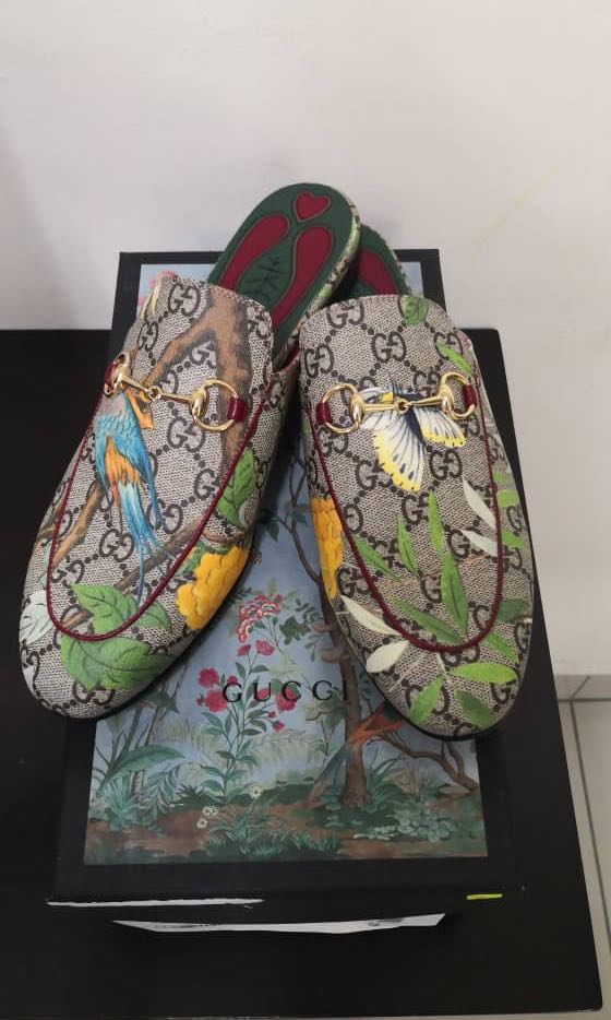 gucci princetown loafer in tian garden print size 39