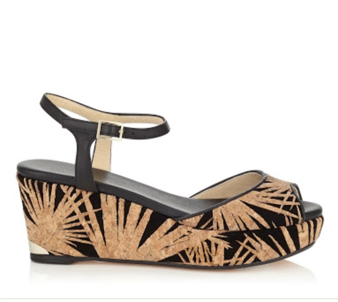 ORI Jimmy choo perla 70 platform wedges leather black 5cm Fesyen
