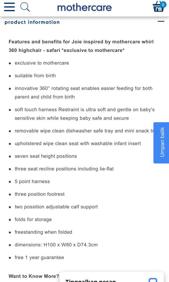 joie inspired by mothercare whirl 360 highchair