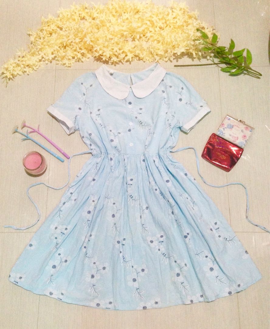 light blue collared dress