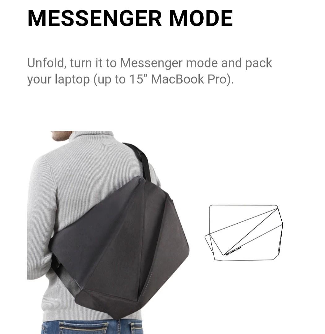NIID FOLD Sling Bag Urbanature Convertible Gadget Laptop Backpack Grey