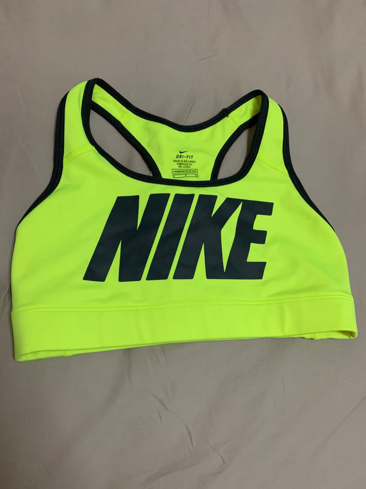neon yellow nike sports bra