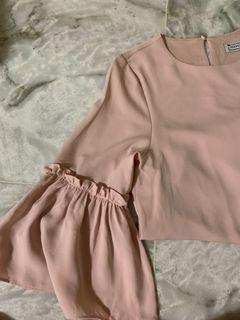 Pale pink flare sleeved top