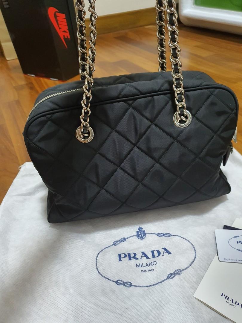 Prada Quilted Nylon Shoulder bag, Luxury, Bags & Wallets on Carousell