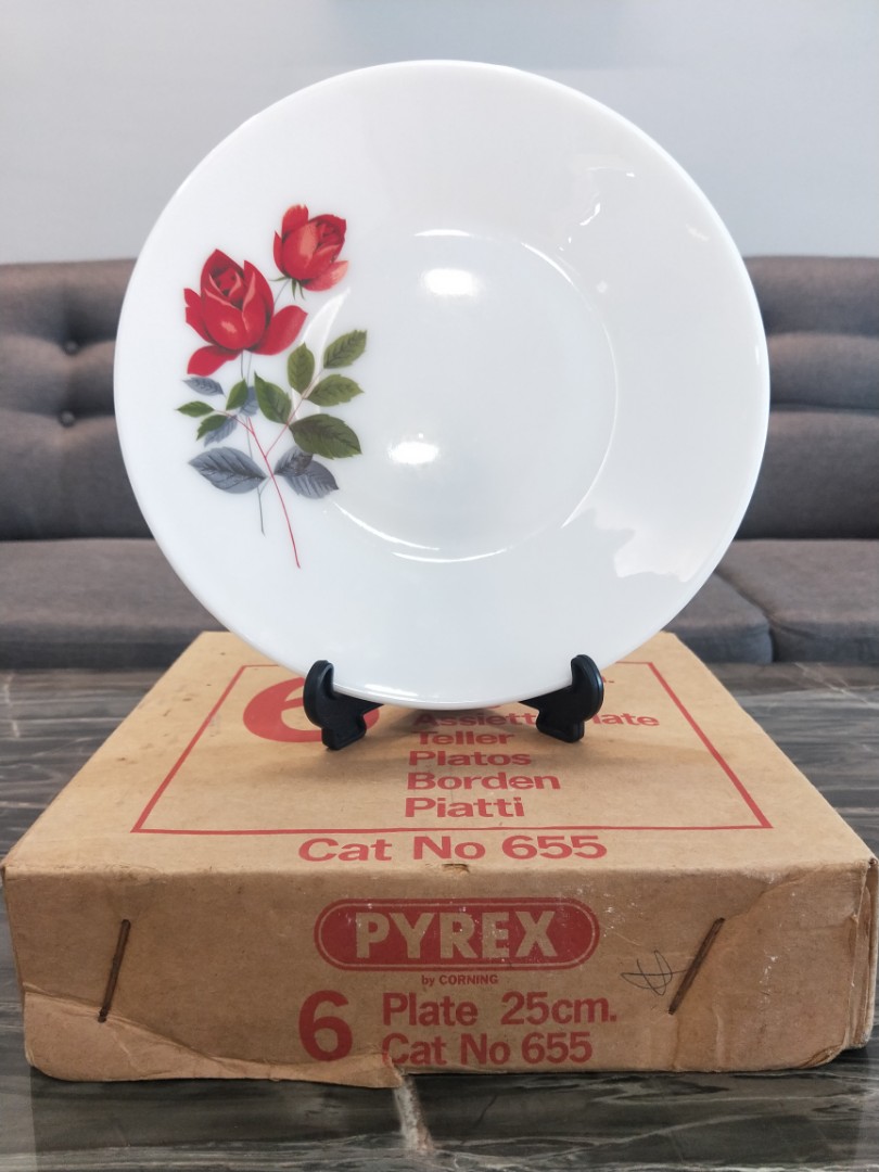 One night carve strike Pyrex Plates June Rose, Furniture & Home Living, Kitchenware & Tableware,  Cookware & Accessories on Carousell