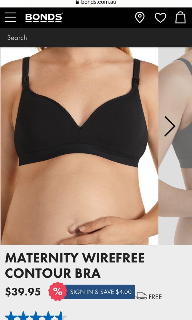 Size M bonds maternity contour wirefree wire free black cotton bra