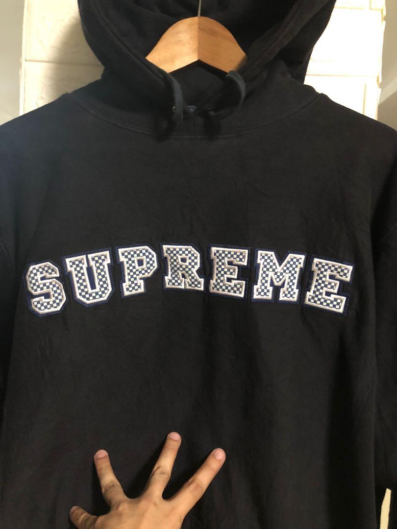 Supreme Checkered Logo Hoodie Jacket (Legit), Men's Fashion, Tops