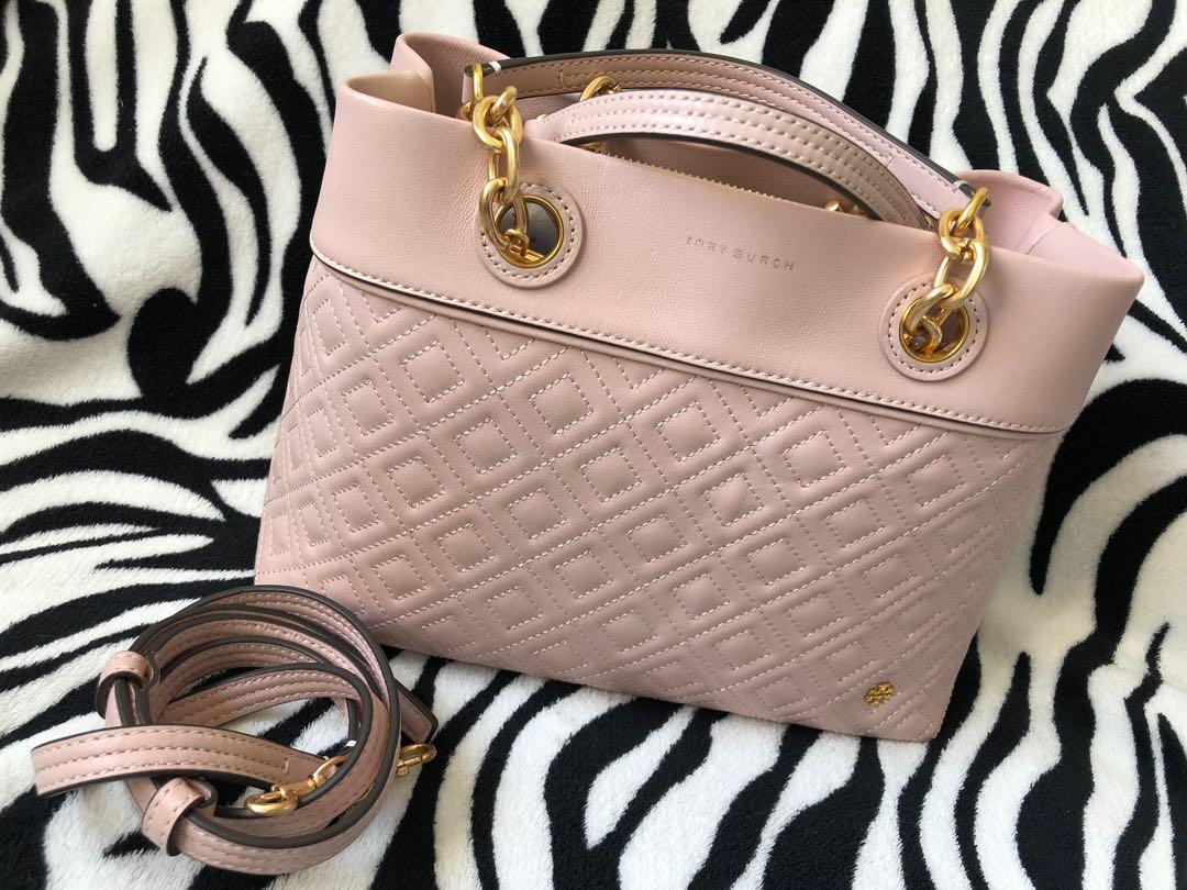 Tory burch fleming small tote shell pink on sale
