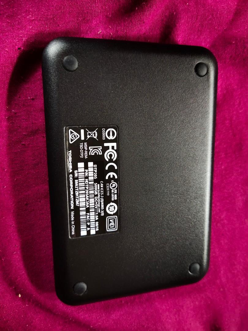Toshiba 500 GB External Hardrive (Category: Hard Disks & Thumbdrives) located in Quezon City. Submitted by mitchabrio (Listing ID 1040250235, Image 3). Description: Light scratches on the cover Works perfectly.