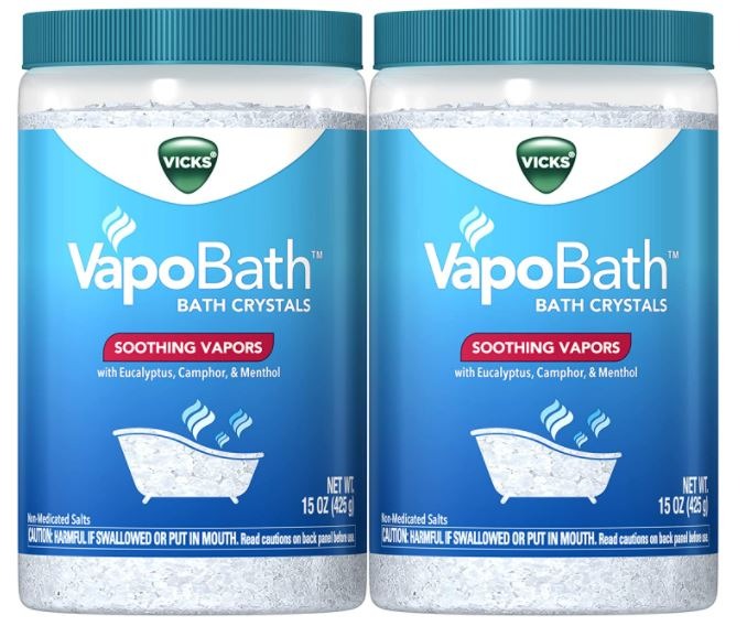 Vicks 2Packs VapoBath Bath Crystals Soothing Vapors Eucalyptus Camphor
